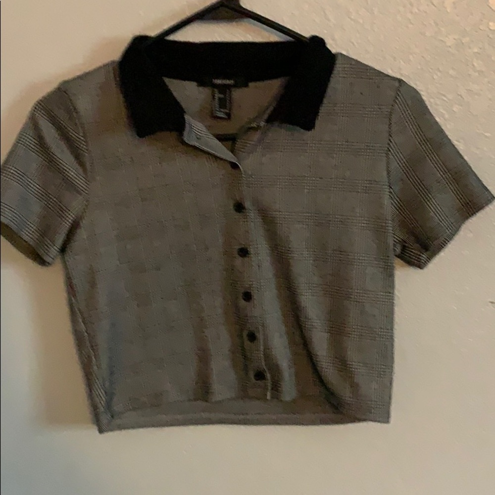 Button up plaid crop top